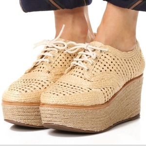 SCHUTZ JULES RAFFIA PLATFORM OXFORD SIZE 7